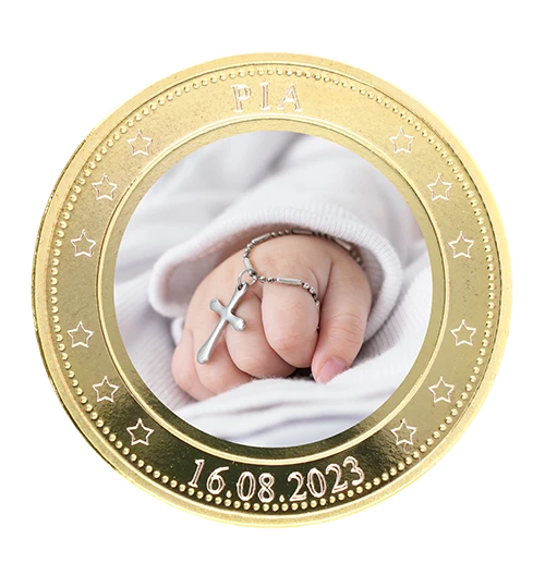 Printing christening coin